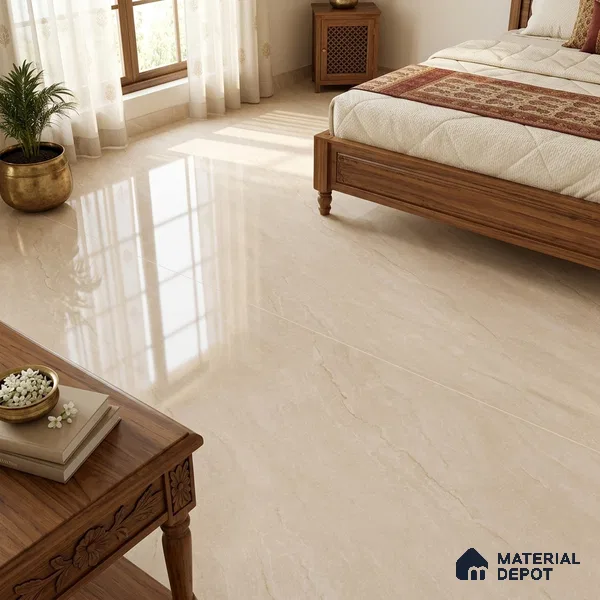 Marble Floor & Wall Tile TL 12912 Granio Beige 6 ft x 4 ft Velvet Finish Vitrified Tile - 9 mm | 3 Random Design | Suitable For Living Room, Bedroom & Dining