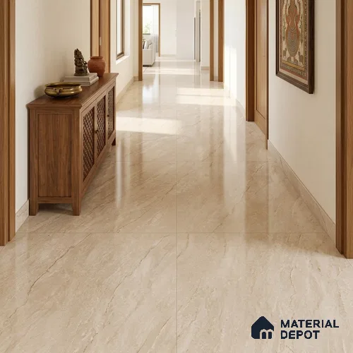 Marble Wall & Floor Tile TL 12912 Beige 6 ft x 4 ft Glossy Finish Vitrified Tile - 9 mm | 3 Random Designs | Suitable For Living Room, Bedroom, Bathroom