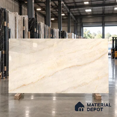 Marble Floor & Wall Tile TL 12913 Opel Onyx Beige 6 ft x 4 ft Velvet Finish Vitrified Tile - 9 mm | 3 Random Design | Suitable For Living Room, Bedroom & Dining