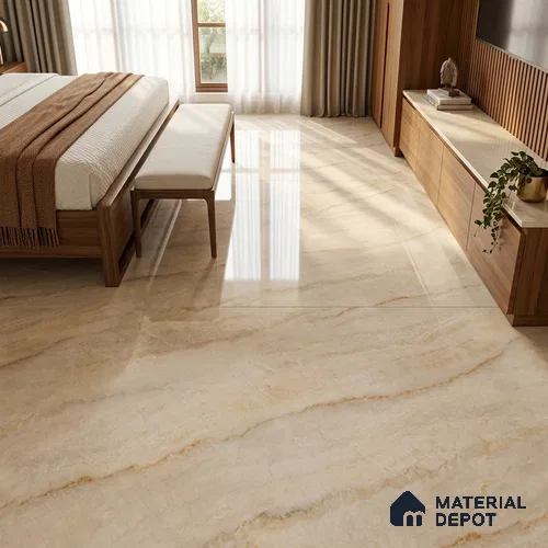 Marble Floor & Wall Tile TL 12913 Opel Onyx Beige 6 ft x 4 ft Velvet Finish Vitrified Tile - 9 mm | 3 Random Design | Suitable For Living Room, Bedroom & Dining