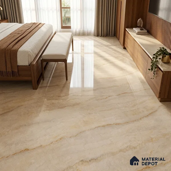 Marble Floor & Wall Tile TL 12913 Opel Onyx Beige 6 ft x 4 ft Velvet Finish Vitrified Tile - 9 mm | 3 Random Design | Suitable For Living Room, Bedroom & Dining