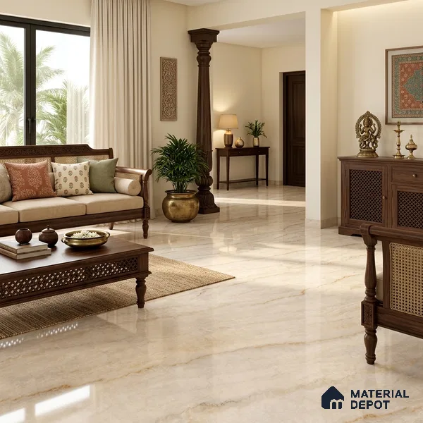 Marble Floor & Wall Tile TL 12913 Opel Onyx Beige 6 ft x 4 ft Velvet Finish Vitrified Tile - 9 mm | 3 Random Design | Suitable For Living Room, Bedroom & Dining