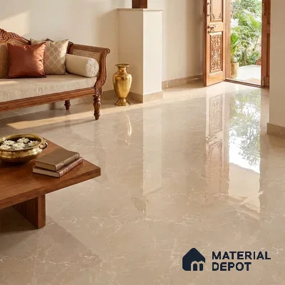Marble Floor & Wall Tile TL 12914 Tunisia Beige 6 ft x 4 ft Velvet Finish Vitrified Tile - 9 mm | 3 Random Design | Suitable For Living Room, Bedroom & Dining