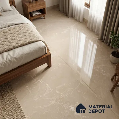 Marble Floor & Wall Tile TL 12914 Tunisia Beige 6 ft x 4 ft Velvet Finish Vitrified Tile - 9 mm | 3 Random Design | Suitable For Living Room, Bedroom & Dining