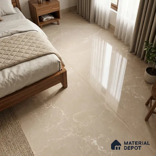 Marble Floor & Wall Tile TL 12914 Tunisia Beige 6 ft x 4 ft Velvet Finish Vitrified Tile - 9 mm | 3 Random Design | Suitable For Living Room, Bedroom & Dining
