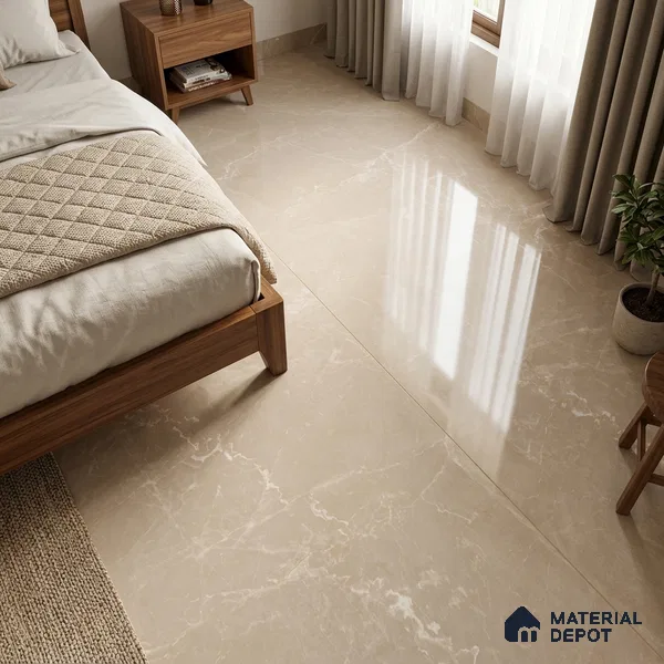 Marble Floor & Wall Tile TL 12914 Tunisia Beige 6 ft x 4 ft Velvet Finish Vitrified Tile - 9 mm | 3 Random Design | Suitable For Living Room, Bedroom & Dining