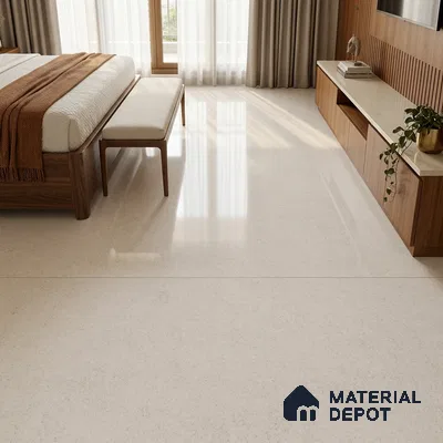 Marble Floor & Wall Tile TL 12916 Atlantic White 6 ft x 4 ft Polished Finish White Body Tile - 15 mm | 3 Random Design | Suitable For Living Room, Bedroom & Dining
