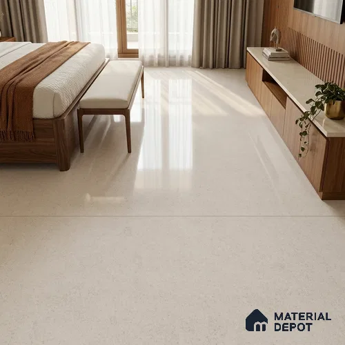 Marble Floor & Wall Tile TL 12916 Atlantic White 6 ft x 4 ft Polished Finish White Body Tile - 15 mm | 3 Random Design | Suitable For Living Room, Bedroom & Dining