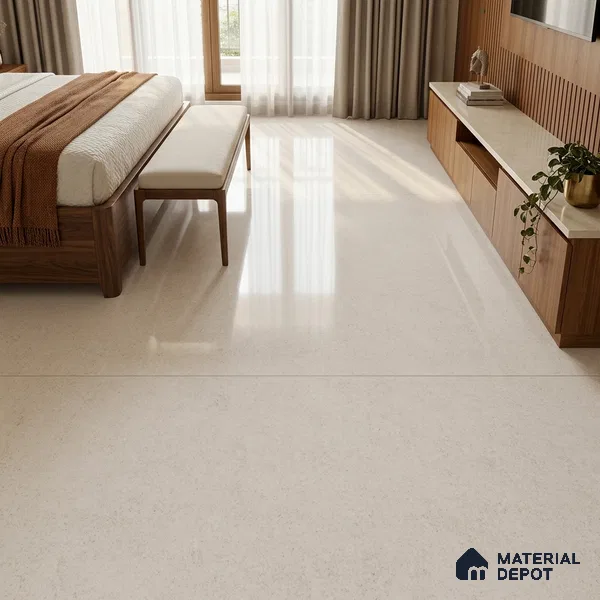 Marble Floor & Wall Tile TL 12916 Atlantic White 6 ft x 4 ft Polished Finish White Body Tile - 15 mm | 3 Random Design | Suitable For Living Room, Bedroom & Dining