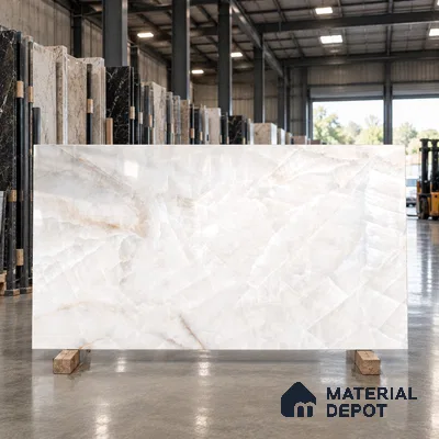 Marble Floor & Wall Tile TL 12917 Real Onyx 6 ft x 4 ft Polished Finish White Body Tile - 15 mm | 3 Random Design | Suitable For Living Room, Bedroom & Dining