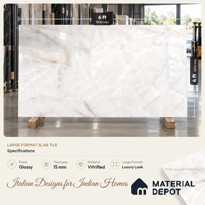Marble Floor & Wall Tile TL 12917 Real Onyx 6 ft x 4 ft Polished Finish White Body Tile - 15 mm | 3 Random Design | Suitable For Living Room, Bedroom & Dining