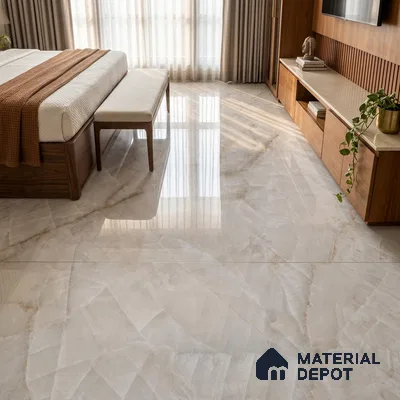 Marble Floor & Wall Tile TL 12917 Real Onyx 6 ft x 4 ft Polished Finish White Body Tile - 15 mm | 3 Random Design | Suitable For Living Room, Bedroom & Dining
