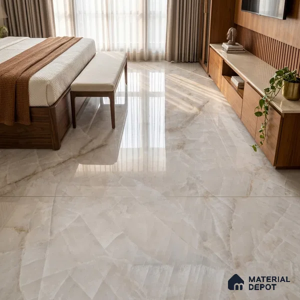 Marble Floor & Wall Tile TL 12917 Real Onyx 6 ft x 4 ft Polished Finish White Body Tile - 15 mm | 3 Random Design | Suitable For Living Room, Bedroom & Dining
