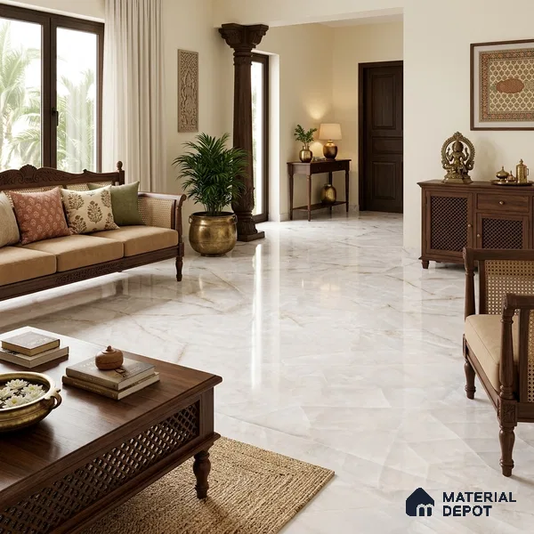 Marble Floor & Wall Tile TL 12917 Real Onyx 6 ft x 4 ft Polished Finish White Body Tile - 15 mm | 3 Random Design | Suitable For Living Room, Bedroom & Dining