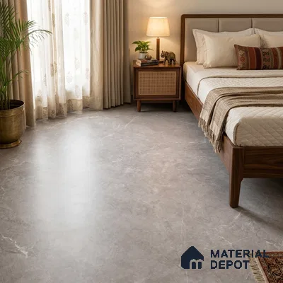 Marble Floor & Wall Tile TL 12918 Ash Ford Tunisia 6 ft x 4 ft Matte Finish White Body Tile - 9 mm | Suitable For Living Room, Bedroom & Dining