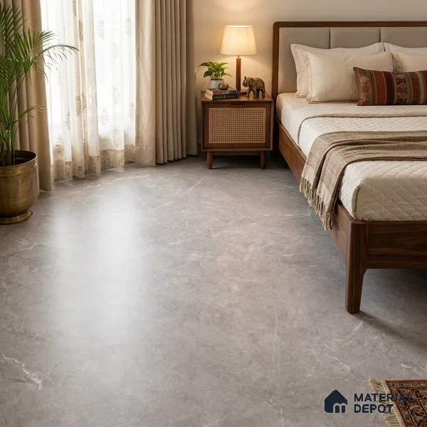 Marble Floor & Wall Tile TL 12918 Ash Ford Tunisia 6 ft x 4 ft Matte Finish White Body Tile - 9 mm | Suitable For Living Room, Bedroom & Dining