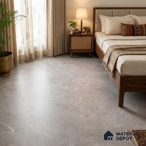 Marble Floor & Wall Tile TL 12918 Ash Ford Tunisia 6 ft x 4 ft Matte Finish White Body Tile - 9 mm | Suitable For Living Room, Bedroom & Dining