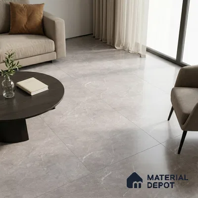 Marble Floor & Wall Tile TL 12918 Ash Ford Tunisia 6 ft x 4 ft Matte Finish White Body Tile - 9 mm | Suitable For Living Room, Bedroom & Dining