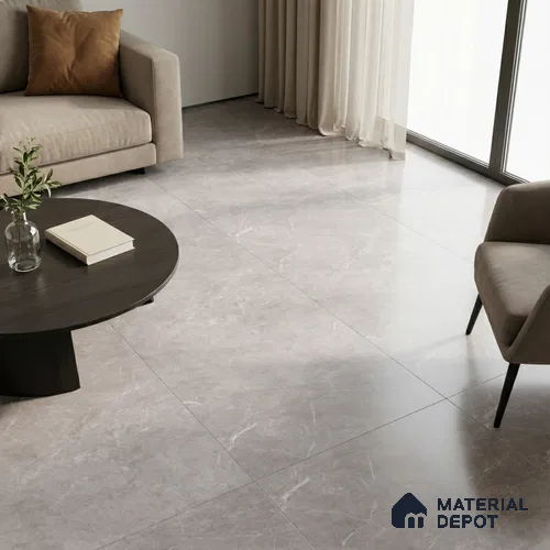 Marble Floor & Wall Tile TL 12918 Ash Ford Tunisia 6 ft x 4 ft Matte Finish White Body Tile - 9 mm | Suitable For Living Room, Bedroom & Dining