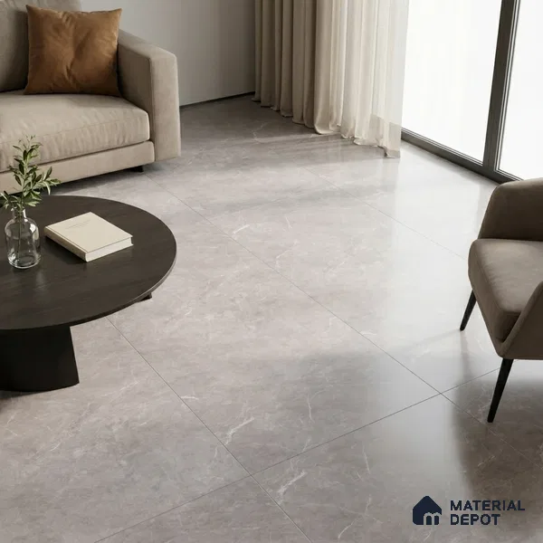 Marble Floor & Wall Tile TL 12918 Ash Ford Tunisia 6 ft x 4 ft Matte Finish White Body Tile - 9 mm | Suitable For Living Room, Bedroom & Dining