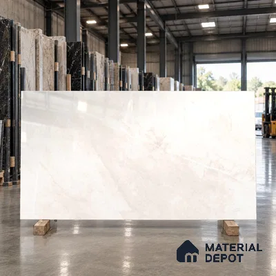 Marble Floor & Wall Tile TL 12919 Oman Light 6 ft x 4 ft Glossy Finish White Body Tile - 9 mm | Suitable For Living Room, Bedroom & Dining