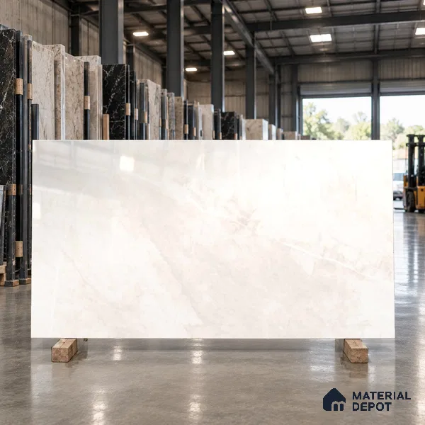 Marble Floor & Wall Tile TL 12919 Oman Light 6 ft x 4 ft Glossy Finish White Body Tile - 9 mm | Suitable For Living Room, Bedroom & Dining