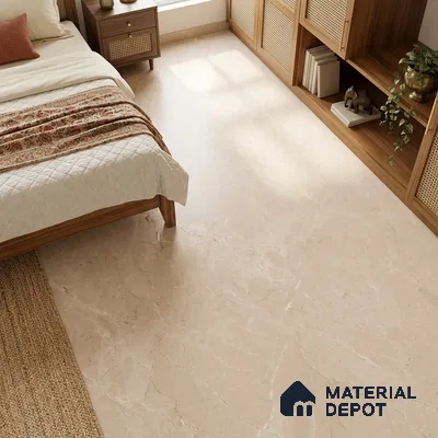 Marble Floor & Wall Tile TL 12920 Marfilo Beige 6 ft x 4 ft Matte Finish White Body Tile - 9 mm | Suitable For Living Room, Bedroom & Dining