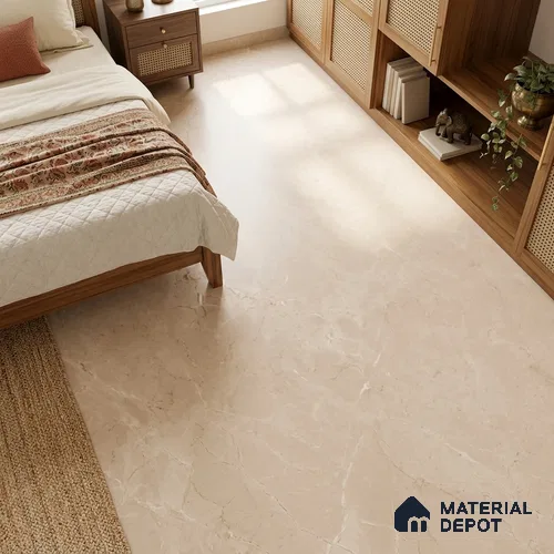 Marble Floor & Wall Tile TL 12920 Marfilo Beige 6 ft x 4 ft Matte Finish White Body Tile - 9 mm | Suitable For Living Room, Bedroom & Dining