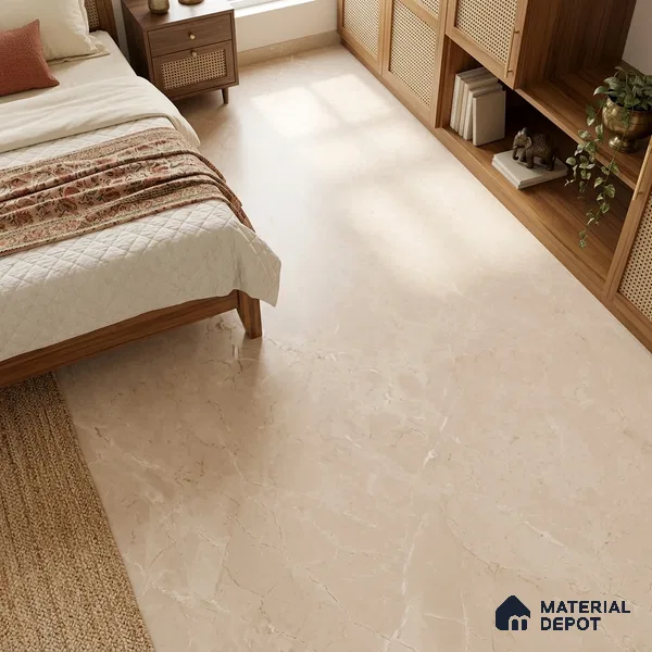 Marble Floor & Wall Tile TL 12920 Marfilo Beige 6 ft x 4 ft Matte Finish White Body Tile - 9 mm | Suitable For Living Room, Bedroom & Dining