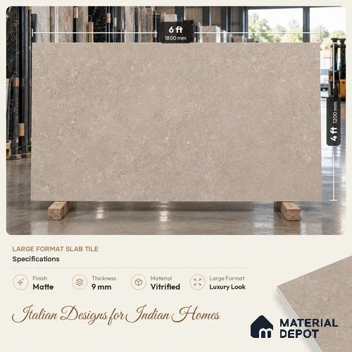 Stone Wall Tile TL 12927 H Hazestone Tortora Cross 6 ft x 4 ft Vitrified Matte Finish Tile - 9 mm | 3 Random Design | Suitable for Living Room, Bedroom, Bathroom, Office, Dining & Highlighter Wall