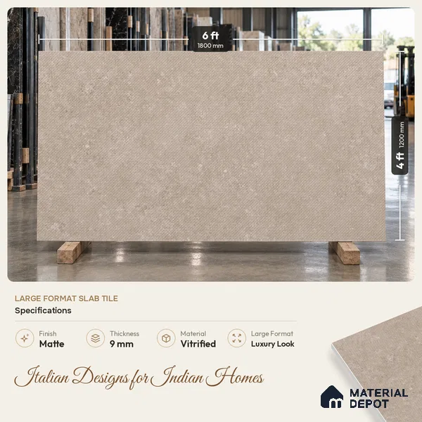 Stone Wall Tile TL 12927 H Hazestone Tortora Cross 6 ft x 4 ft Vitrified Matte Finish Tile - 9 mm | 3 Random Design | Suitable for Living Room, Bedroom, Bathroom, Office, Dining & Highlighter Wall