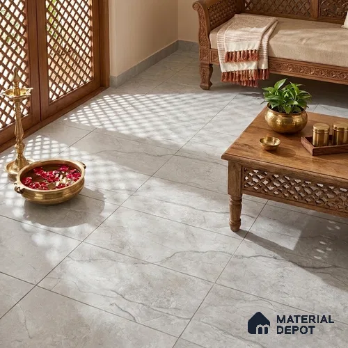 Marble Wall & Floor Tile TL 12958 Grey 4 ft x 2 ft Matte Finish Vitrified Tile - 9 mm | 4 Random Designs | Suitable For Living Room, Bedroom, Kitchen