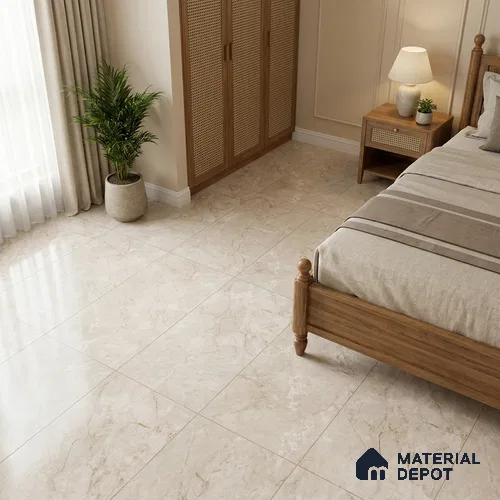 Marble Wall & Floor Tile TL 12959 Cream 4 ft x 2 ft Matte Finish Vitrified Tile - 9 mm | 4 Random Designs | Suitable For Living Room, Bedroom, Kitchen