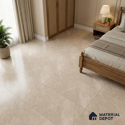 Marble Wall & Floor Tile TL 12960 Beige 4 ft x 2 ft Matte Finish Vitrified Tile - 9 mm | 4 Random Designs | Suitable For Living Room, Bedroom, Kitchen