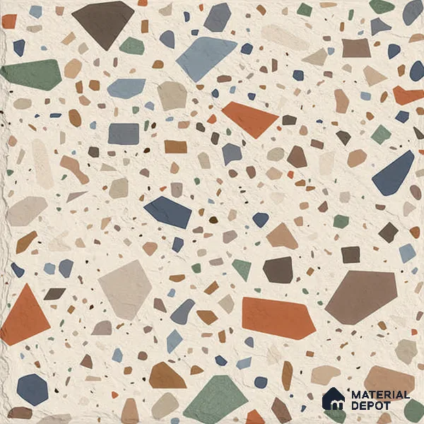 Terrazzo Wall Tile TL 12971 D Terrazzo Granolithic Orange 1 ft x 1 ft Ceramic Matte Finish - 9 mm | Suitable For Living Room, Dining & Bathroom Walls