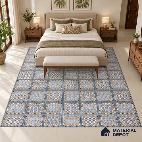 Moroccan Wall & Floor Tile TL 13042 Cobalt Mosaic 8 in x 8 in Vitrified Matte Finish - 8.5 mm | 4 Random Designs | Luster Effect | Suitable for Living Room, Dining, Bathroom & Kitchen
