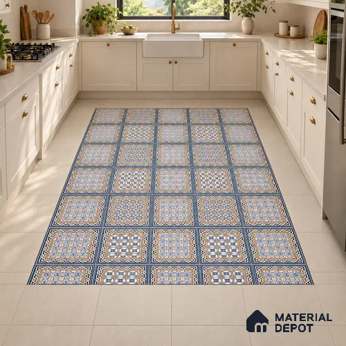 Moroccan Wall & Floor Tile TL 13042 Cobalt Mosaic 8 in x 8 in Vitrified Matte Finish - 8.5 mm | 4 Random Designs | Luster Effect | Suitable for Living Room, Dining, Bathroom & Kitchen