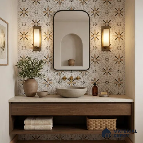 Moroccan Wall & Floor Tile TL 13061 Honey Starburst 8 in x 8 in Vitrified Matte Finish - 8.5 mm | Luster Effect | Suitable for Living Room, Dining, Bathroom & Kitchen