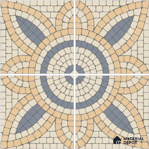 Moroccan Wall & Floor Tile TL 13065 Sunstone Compass 8 in x 8 in Vitrified Matte Finish - 8.5 mm | Luster Effect | Suitable for Living Room, Dining, Bathroom & Kitchen