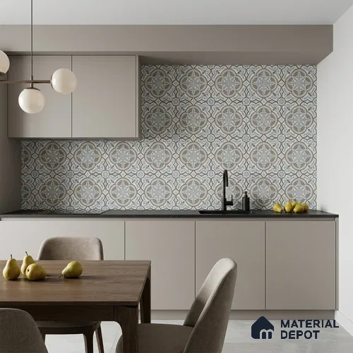 Moroccan Wall & Floor Tile TL 13071 Pastel Crest 8 in x 8 in Vitrified Matte Finish - 8.5 mm | Luster Effect | Suitable for Living Room, Dining, Bathroom & Kitchen
