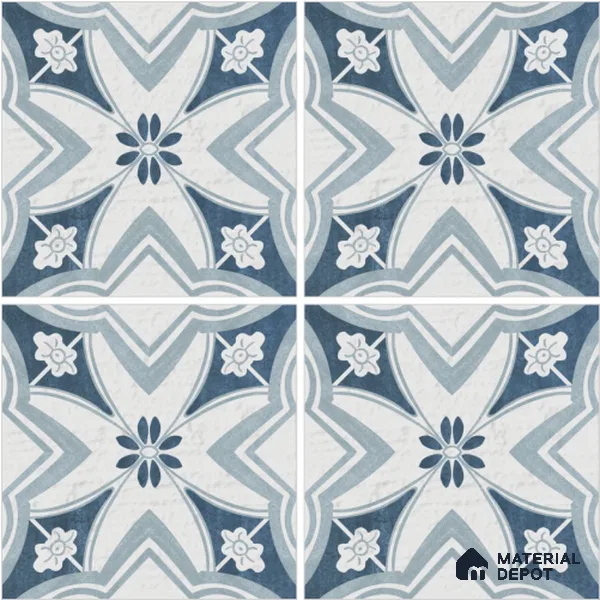 Moroccan Wall & Floor Tile TL 13072 Cobalt Star 8 in x 8 in Vitrified Matte Finish - 8.5 mm | Luster Effect | Suitable for Living Room, Dining, Bathroom & Kitchen
