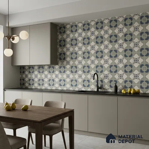 Moroccan Wall & Floor Tile TL 13073 Garden Clover 8 in x 8 in Vitrified Matte Finish - 8.5 mm | Luster Effect | Suitable for Living Room, Dining, Bathroom & Kitchen