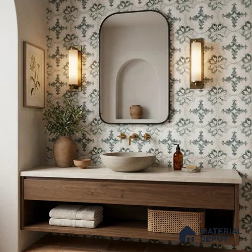 Moroccan Wall & Floor Tile TL 13083 B Forest Crest 8 in x 8 in Vitrified Matte Finish - 8.5 mm | Luster Effect | Suitable for Living Room, Dining, Bathroom & Kitchen