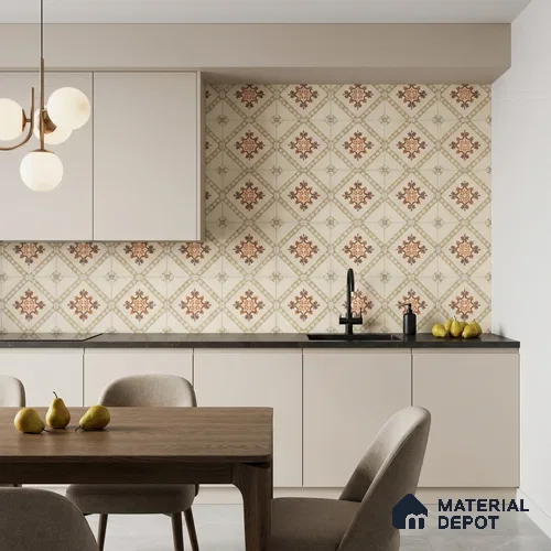 Moroccan Wall & Floor Tile TL 13084 Nordic Sand 8 in x 8 in Vitrified Matte Finish - 8.5 mm | Luster Effect | Suitable for Living Room, Dining, Bathroom & Kitchen