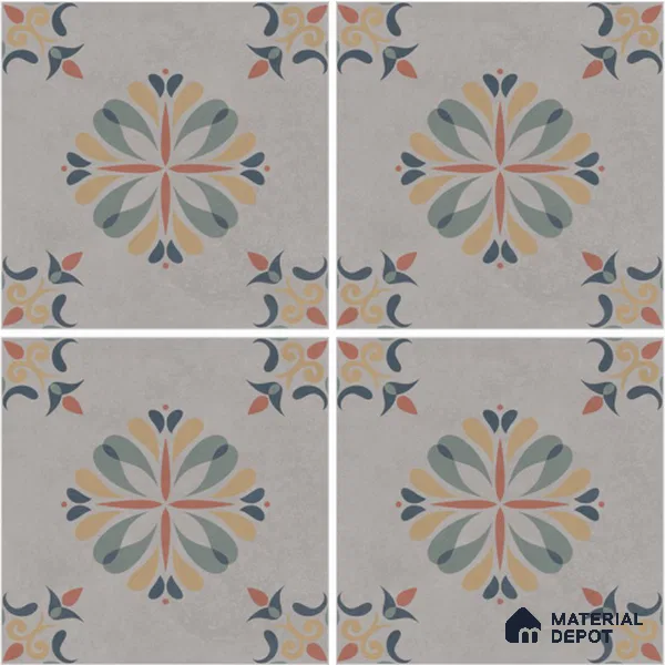 Moroccan Wall & Floor Tile TL 13090 Forest Rosette 8 in x 8 in Vitrified Matte Finish - 8.5 mm | Luster Effect | Suitable for Living Room, Dining, Bathroom & Kitchen