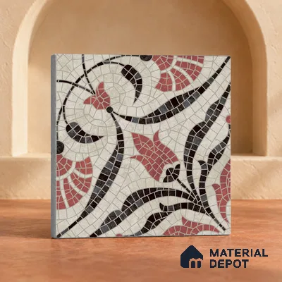 Handmade Third Fired Patterned Wall & Floor Decor Tile TL 13121 Tulip Vine 300x300 mm Embossed Glossy Finish Vitrified Tile - 9 mm | Suitable For Kitchen, Bathroom, Living Area