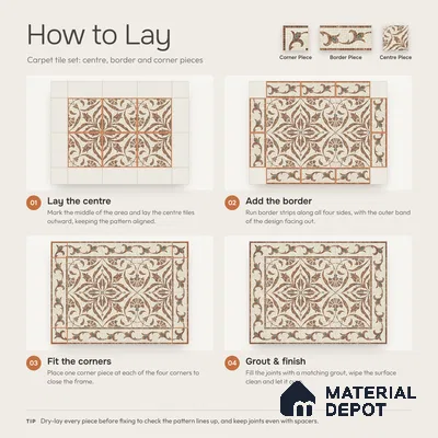 Handmade Third Fired Patterned Wall & Floor Corner Tile TL 13121 F Teal Leaf 147x147 mm Embossed Glossy Finish Vitrified Tile - 9 mm | Suitable For Kitchen, Bathroom, Living Area