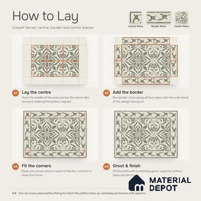 Handmade Third Fired Patterned Wall & Floor Corner Tile TL 13121 I Rust Leaf 147x147 mm Embossed Glossy Finish Vitrified Tile - 9 mm | Suitable For Kitchen, Bathroom, Living Area