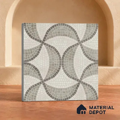 Handmade Third Fired Patterned Wall & Floor Decor Tile TL 13122 Beige Interlaced 300x300 mm Embossed Glossy Finish Vitrified Tile - 9 mm | Suitable For Kitchen, Bathroom, Living Area