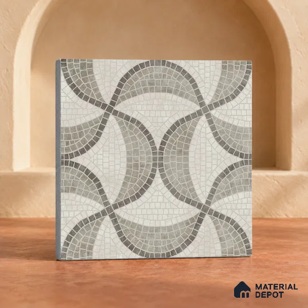 Handmade Third Fired Patterned Wall & Floor Decor Tile TL 13122 Beige Interlaced 300x300 mm Embossed Glossy Finish Vitrified Tile - 9 mm | Suitable For Kitchen, Bathroom, Living Area